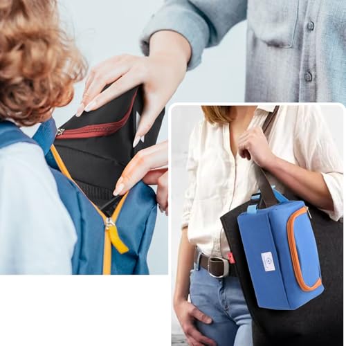 Genteen 2 Packs Freezable Snack Bag Built with Ice Packs,Small Cooler Bag Insulated Bag Reusable, Zip Closure with Buckle Handle for Travel/School/Work (Black+Blue) - color: 2pk Blue+Black