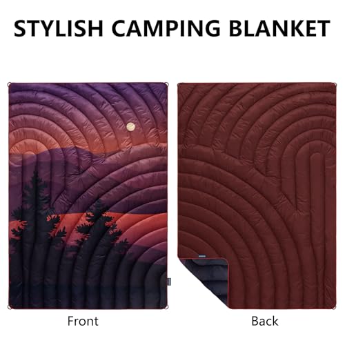 Camping Blanket,Lightweight Puffy Printed Camping Blanket Packable Outdoor Blanket for Camping,Traveling, Stadium, Hiking, Picnics - color: Night, size: 39x55"