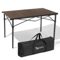 Seazul Camping Table, Large for 2-6 Persons, Supports 230 LBS, Foldable Roll-up Aluminum Camp Table with Carry Bag, Folding Portable Metal Outdoor Table for Picnic, Camp, Dining, Walnut Wood Grain