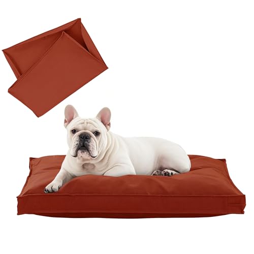 Dog Bed Covers Replacement Washable, Waterproof Dog Bed Cover with Zipper, 30Lx20Wx3H inch Durable Oxford Pet Bed Cover for Outdoor/Indoor Use, Cover Only, Tangerine - color: Tangerine, size: 30*20*3 inch