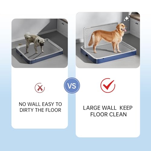 Indoor Dog Potty Tray with High Wall,25.59"X19.69" Pee Pad Holder,Dogs Litter Box,Mesh Training Toilet for Puppy and Small Size Dog,Housebreaking Supplies, Pet Products (White) - color: White