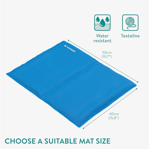 Navaris Gel Pet Cooling Mat with Durable Textiline Cover - Cool Pad for Dog or Cat - Cooler Bed Mats for Dogs or Cats - 15.7" x 9.7" x 0.2" (40 x 50 x 0.5 cm) - size: 40 x 50 cm