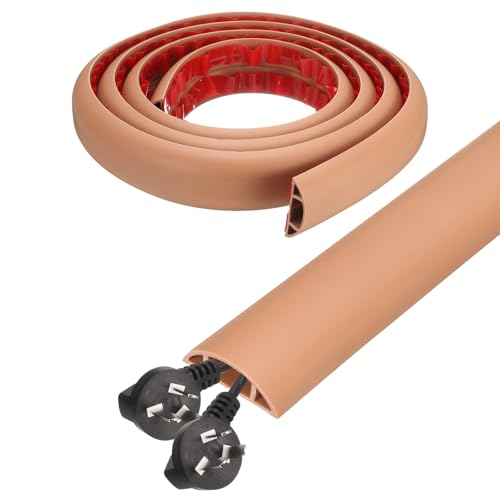 HARFINGTON 6ft Cord Cover Floor W0.6 x H0.33 Inner Channel PVC Hide Extension Cable Floor Wire Hider Wire Covers Protector for Prevent Cable Trips Cables Management, Brown - color: Brown, size: 6ft