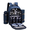 Picnic Backpack for 4 with Plates and Cutlery, Insulated Cooler Bag with Blanket & Wine Holder, All-in-One Outdoor Dining Set for Camping, Beach, Tailgating - 25L (Blue) - color: Blue