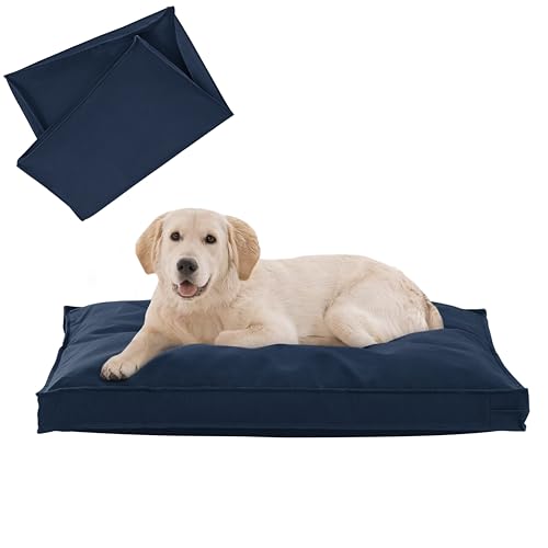 Dog Bed Covers Replacement Washable, Waterproof Dog Bed Cover with Zipper, 36Lx27Wx3H inch Durable Oxford Pet Bed Cover for Outdoor/Indoor Use, Cover Only, Navy Blue - color: Navy Blue, size: 36*27*3 inch