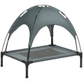 Pawhut Elevated Cooling Dog Bed Cot w/ Canopy Shade - Gray (30 inch) - color: Gray, size: 30 inch