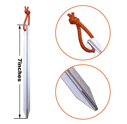 12 Pack Tent Stakes, 7075 Ground Metal Camping Aluminum Tent Pegs, Lightweight Tent Stakes Heavy Duty Spikes Camping Accessories - color: White