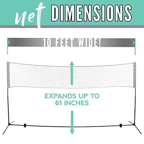 Franklin Sports Portable, Adjustable Height 10ft Wide Net - for Badminton -Kids Volleyball -Pickleball - Tennis