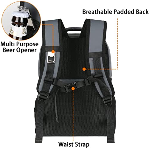 MATEIN Cooler Backpack, 26 Cans Insulated Lunch Backpack for Men Women, Leakproof Double Layer Lunch Cooler Bag Lightweight Soft Lunch Backpack with Cooler Compartment, Beach Camping Hiking Beer Gifts - color: Austere Grey, size: 26 Cans