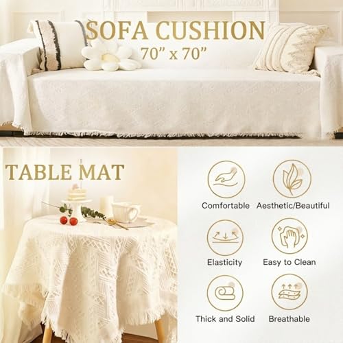 White Picnic Blanket, Extra Large Soft Cotton Gauze Picnic Rug 71"x71", Lightweight Breathable Blanket, Machine Washable for Beach, Camping, Park, Couples (Canyon Hues - No Straps) - color: Canyon Hues