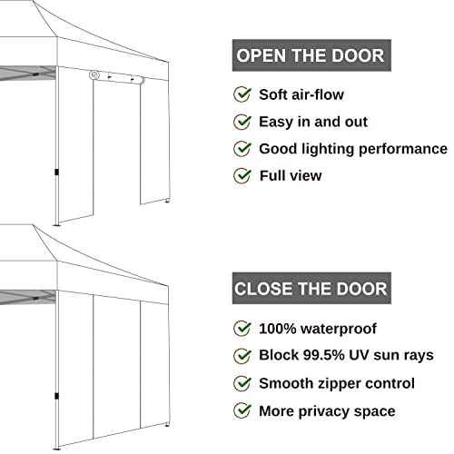 COOSHADE Instant SunWall 8x8 SideWall for Pop up Canopy Tent, 1 Pack Door Wall Only, White - color: White, size: 8x8-Door Wall