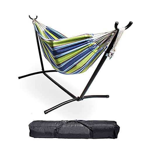 Backyard Expressions - 914920 - Ocean Floor Pattern - Portable Double 2 Person Outdoor Hammock with Stand - Green and Blue - 9 x 3 Foot Hammock - color: Ocean Floor