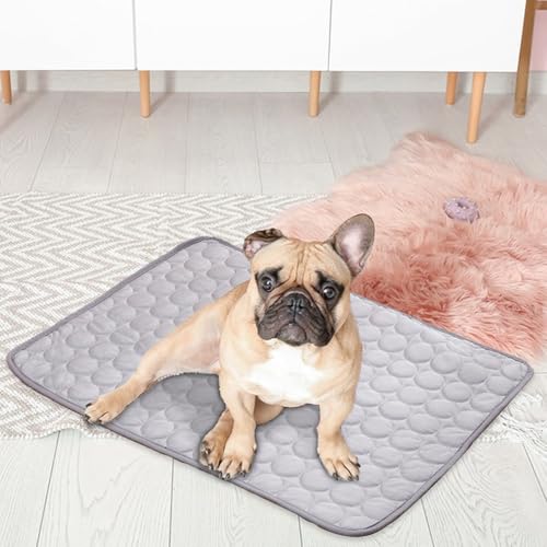 Puppy Cooling Pad - Pet Summer Mat, Gel Comfort | Pressure-Activated Dog Cushion, Portable Sofa Blanket, Washable Crate Rest, Lightweight Kennel for Hot Weather - color: Light Gray, size: M
