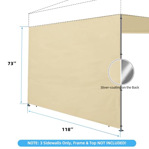 Joramoy Canopy Tent Sidewalls for 10×10 Pop Up Canopy, 3 Pack Instant Sunwall, Waterproof and UV Protection Shade Wall, Straight Leg Sidewalls (Beige) - color: Beige, size: 10×10