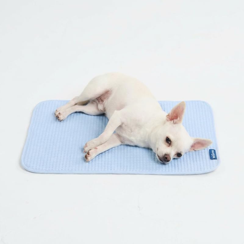 Spark Paws Cooling Mat for Dogs - Self Cooling Dog Mat & Pet Cooling Pad for Large, Medium & Small Dogs - Non-Toxic, Non-Gel Washable Cooling Bed - Waffle - Blue - Size S - color: Waffle Blue, size: Small