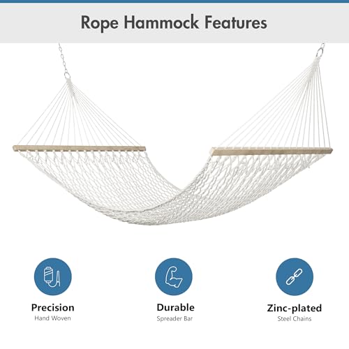ANOW 13.5FT Curved Wood Stand with Double Rope Hammock, Heavy Duty Larch Wood Arc Stand with 2 Chains, 4 Balance Ropes and 4 Carabiners, Includes Blue Hammock with Spreader Bars - color: Blue