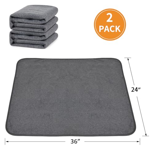 Washable Dog Pee Pads 24x36 2Pack Reusable, Absorb Dog Mats Non-Slip for Puppy Training, Whelping, Potty, Playpen, Crate - size: 24"x36"-2PACK