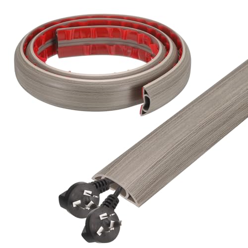HARFINGTON 4ft Cord Cover Floor W0.6 x H0.33 Inner Channel PVC Hide Extension Cable Floor Wire Hider Wire Covers Protector for Prevent Cable Trips Cables Management, Light Grey - color: Light Grey, size: 4ft
