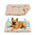 FUNNY FUZZY 30x20 Washable Dog Bed Crate Mat, 2 in1 Pet Pillow Sleeping Bed, Fluffy Deluxe Kennel Mattress for Medium Dog and Cat,Charcoal Grey,M,Beige - color: Beige, size: 30"×19" Medium