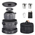 ROVSUN 34/10/6 pcs Camping Cookware Mess Kit, Lightweight Non-Stick Camping Cooking Pot and Pan Set with Stainless Steel Camping Gear Kettle Cup for Open Fire, Backpacking, Outdoor Cooking - style: 10 Pcs