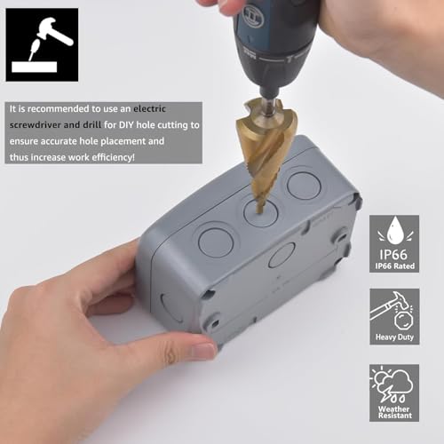 Outdoor Junction Box, Nineleaf IP66 3 Set Weatherproof Electrical Boxes with 20mm Cable Gland Kit, PVC/ABS Plastic Enclosure Box Universal Watertight 4.9 x 3.3 x 2.3 inch (125x86x62mm) - color: 3PK, size: Medium+4*M20