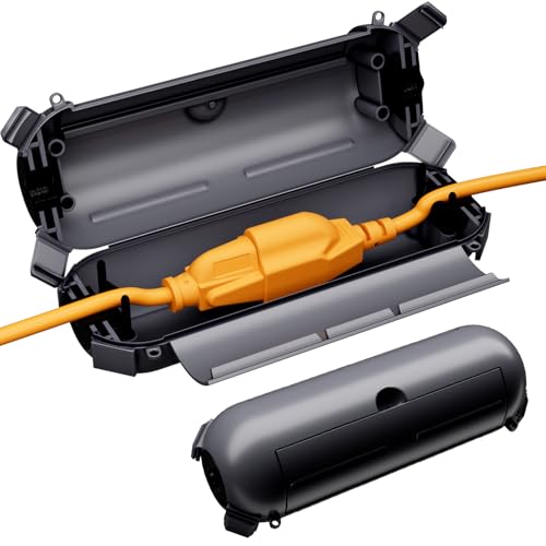 2 Pack of RESTMO Compact Outdoor Extension Cord Cover, IP44 Waterproof Box and Safety Housing Case, Ideal to Protect Outdoor Plugs, Electrical Connections, Holiday Decoration Lights, Size Small, Gray - color: Gray, size: 2 Pack