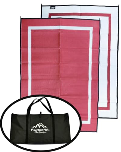 Mountain Mat Recycled Plastic Personal Outdoor Mat for Beach, Camping, picnics, Sand, RVs (Maroon with Carry Bag, 5'x7') - color: Maroon [5x7], style: 5' x 7'