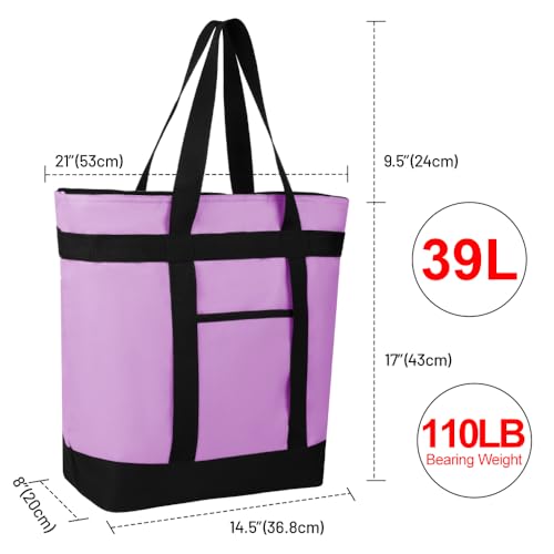 Insulated Reusable Tote Bag for Grocery Shopping for Women/Men, Pizza/Food Delivery Bag to Keep Food Cold/Hot for Commercial Delivery Services, Cooler bags for Travel/Beach/Picnic, Lavender - color: Purple, size: Non-Waterproof