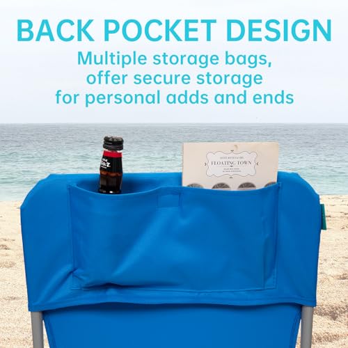 #WEJOY Folding Beach Chair for Adults, Lightweight Beach Chair with Shoulder Straps, High Back Camping Chairs with Hard Armrest, Supports 300lbs for Outdoor Lawn Concert - color: #C 1 Pack Blue, style: Classic