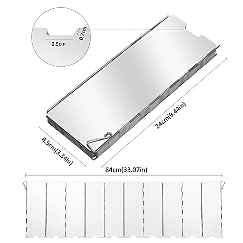 Camp Stove Windscreen, 10 Plates Lightweight Camping Stove Windshield Folding Outdoor Picnic Cooker Wind Screen for Camping Burner, Backpacking, Butane, Alcohol Stoves Wind Shield - size: 10 Plates Windscreen