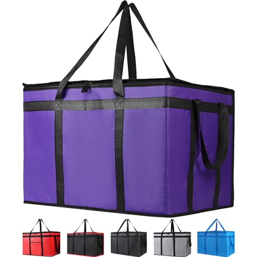 Bodaon 1-Pack Insulated Food Delivery Bag, XXX-Large Meal Grocery Tote Insulation Bag for Hot and cold Food,Commercial, Large Capacity Reusable Warming Bag, Purple - color: Purple, size: XXX-Large