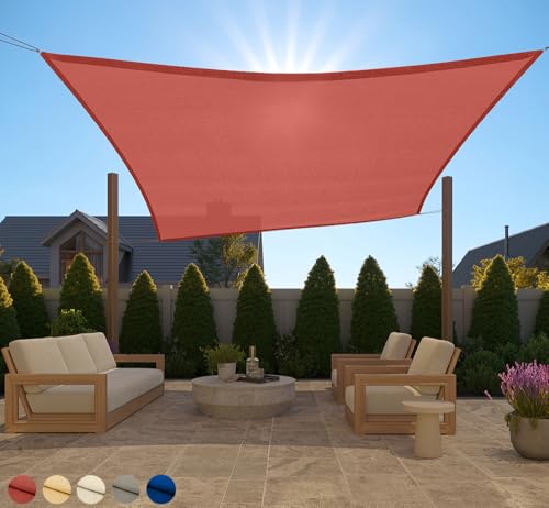 GORILLA GRIP Heavy Duty Sun Shade, UV Protection Fade Tear and Rust Resistant Rectangle Sunshade Canopy, Curved Edges Blocks Sunlight, Breathable Sail, Outdoor Patio, Lawn Garden 10x10 FT Terra - color: Terra, size: 10' X 10', style: Rectangle