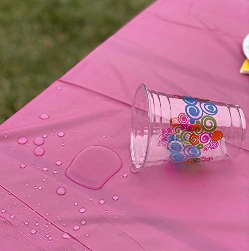 Neatiffy Disposable Plastic Table Cloth Roll | 54 in x 108 Ft Waterproof Tablecloth | Table Cover for Rectangle, Square, Round Oval Tables | Picnic, Party, Banquet, Birthdays, Weddings - Pink - color: Pink