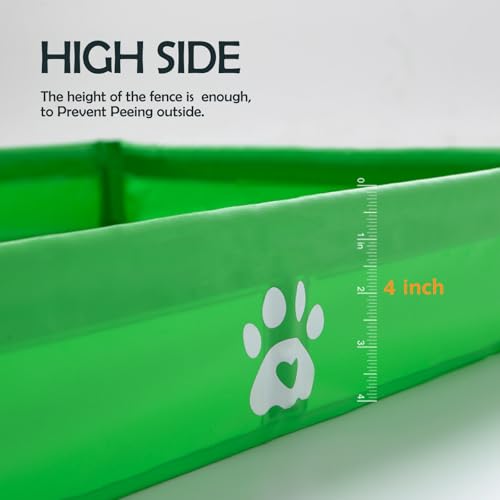 MEEXPAWS Dog Pee Pad Holder Foldable, Puppy Pad Holder Liner Base High Side, Dog Litter Box Indoor for Large Dog 33’’x22’’, Training Pad Holder Leak-Proof, Potty Pad Holder for Dogs Easy Clean - color: Green, size: Large - 33'' x 22'' x4''