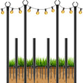 AILBTON 10Ft String Light Poles 4 Pack,Light Poles for Outside Lights,Outdoor with Fence Brackets Hanging Lights,Metal Stand Deck Patio Backyard