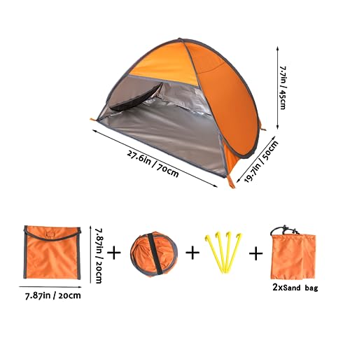 Small Pop Up Beach Tent Portable Head Tent, Pet Shade Canopy with Breathable Meshed Window for Dogs/Cats (Orange) - color: Orange
