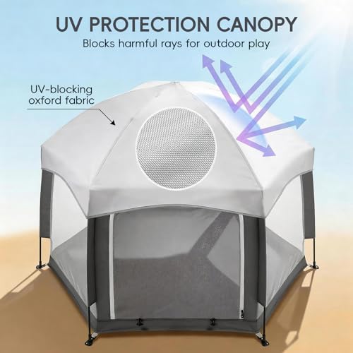 Palopalo Black Pop Up Baby Beach Tent - UPF50+ Sun Protection Canopy & Mosquito Net, Instant Setup Portable Playpen for Indoor & Outdoor Play, Lightweight Pack and Play Yard - color: Black