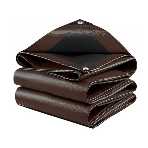 12' x 16' Tarps Heavy Duty Thick Waterproof, Poly Canopy Brown+Black Tent Shelter Cover, 18 Mil Tarpaulin Shade, Rip and Tear Proof, UV Resistant Tarpaulin with Grommets and Reinforced Edges - color: Brown+black, size: 12 x 16ft