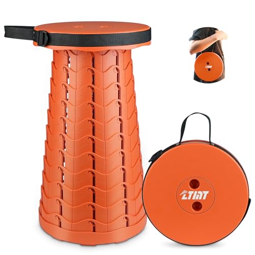 Portable & Lightweight Foldable Camping Chair for Adults, Heavy Duty Folding Stool with Adjustable Shoulder Strap, Perfect for Picnic, Beach, Backyard, and Sporting Events, Max Weight 400lbs - color: Orange