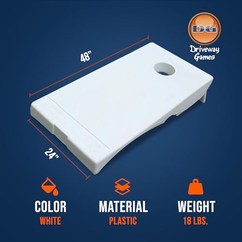 Driveway Games All Weather Corntoss Bean Bag Cornhole Yard Game Set for Indoor and Outdoor Use with 2 Target Boards and 8 Bean Bags - color: White
