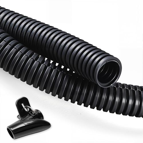 ZhiYo 20FT 1/2” Wire Loom Split Tubing Auto Wire Conduit Flexible Cover | High Temperature Heat Resistant -40F to 257F | Plastic Cover for Electrical Wires & Cables, Black - color: Black, size: 20FT 1/2"