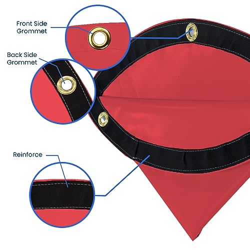 Covers & All Heavy Duty Round Tarp – 18 oz Waterproof PVC Vinyl Tarp, Tear & UV Resistant with Reinforced Edges and Grommets for Patio, Pool & Equipment Protection (12 ft Diameter, Red)