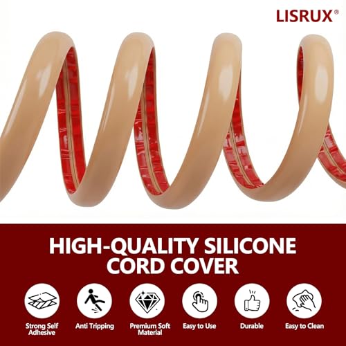 32FT Floor Cord Cover,Brown Cable Protector,Self Adhesive Hide Extension Cords,Prevent Cable Trips for Offices, Gyms,Cavity: 0.39"(W) x 0.27"(H) - size: 32FT brown