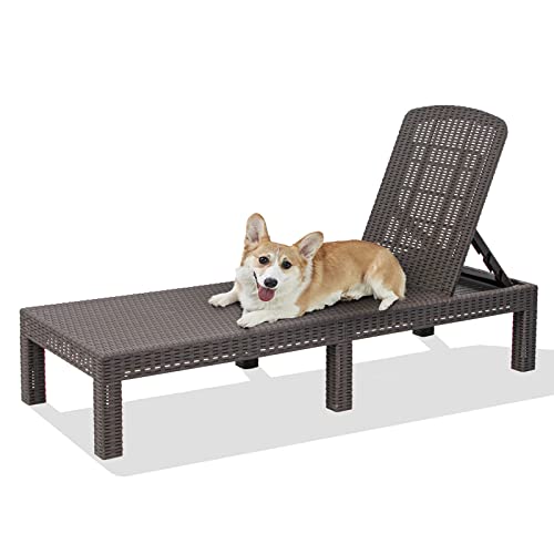 DIMAR GARDEN Beach Chairs Outdoor Chaise Lounge,Resin Pool Lounge Chair Waterproof Recliner,Mocha - color: Mocha, style: 1 Pieces