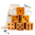 SunNordic Giant Dice Yard Game – 6 Large Wooden Outdoor Dice Set with Scoreboard & Portable Collapsible Bucket – Classic Backyard Lawn Game for Adults, Kids & Family