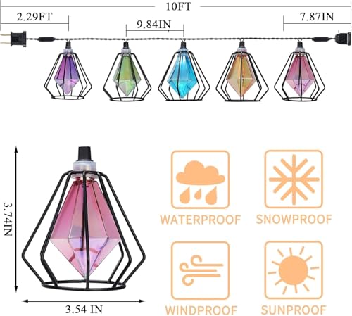 Vigdur Lantern String Lights - Muiticolor Deorative String Lights with 10 LED Bulbs Connectable, Indoor String Light for Bedroom Party Holiday Cottagecore Decor - color: Crystal