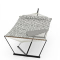 Double Hammock with Stand, Outdoor Quilted Padded Hammock with Heavy Duty Iron Frame, Portable Patio Swing Bed for Backyard Garden, 450 Lbs Capacity,Textured Dark Gray - color: Grey