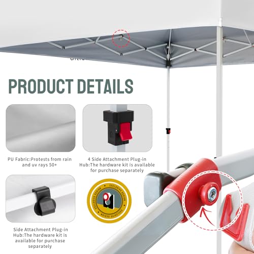 CROWN SHADES 10x10 Heavy Duty Canopy - Premium Pop Up Canopy Tent - Extra Sun Shade Protection with 400D Strength Oxford Fabric - Great for Trade Shows, Events, Tailgates & Commercial Use, White - color: White, size: 10x10