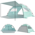 Elegear CumbreX™ Beach Tent Sun Shelter with Canopy, 6-8 Person Pop Up Beach Tent, Easy Setup UPF 50+ UV Protection Portable Lightweight Double Silver Coating Cabana Sun Shade Shelter - Green - color: Green, size: 6-8 Person