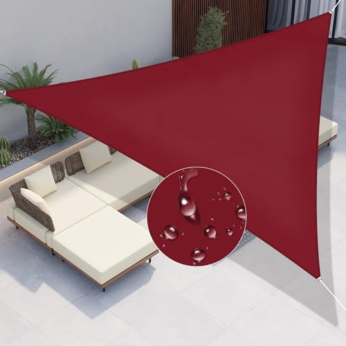 Windscreen4less 5'x5'x5' Waterproof Sun Shade Sail Triangle Shade Canopy Cover UV Block for Backyard Patio Deck Balcony Pergola Garden (Red) - color: Red, size: 5' x 5' x 5'